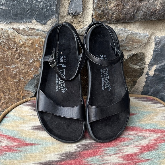 Birkenstock Shoes - Tatami by Birkenstock Black Leather Ankle Strap Sandals Women’s 38 L7 M5